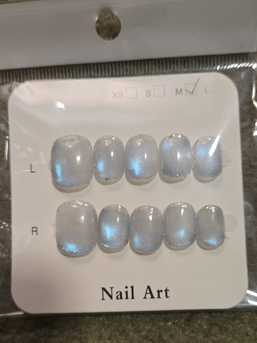 Pearlescent Blue Shimmer Press-On Nails